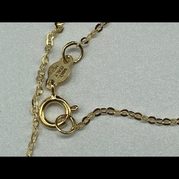 Solid 14K Yellow Gold Saturn Necklace 18" - Picture 4 of 4